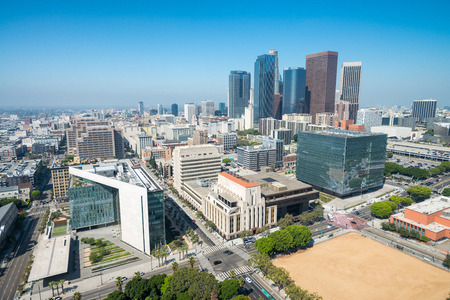 Los Angeles, California. Aerial view of Downtown buildings.のeditorial素材