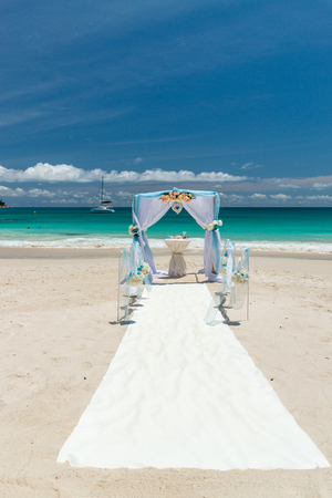 Wedding ceremony romantic place on the beach, Seychelles.の写真素材