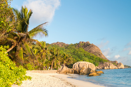 La Digue Anse Source D'Argent - Seychelles at sunset.の写真素材