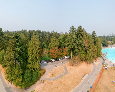 Stanley Park in Vancouver, aerial view.の写真素材