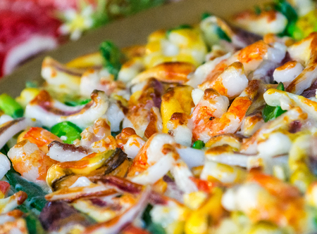 Shrimps cooked on a tray.の写真素材