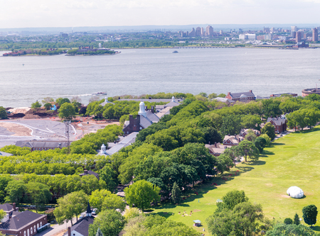 New York City aerial view of green park.の写真素材