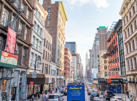 NEW YORK CITY - JUNE 2013: Traffic along city streets. Traffic is a big city issue.のeditorial素材