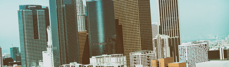 LOS ANGELES - JULY 28, 2017: Beautiful aerial skyline of Downtown Los Angeles. Los Angeles is the biggest city in California.のeditorial素材