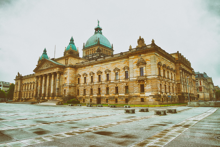 Bundesverwaltungsgericht in Leipzig. Justice Palace on a cloudy day.のeditorial素材