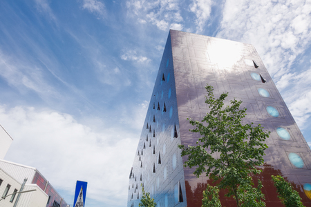 HAMBURG, GERMANY - JULY 23, 2016: Modern city building, street view. Hamburg attracts 10 million people annually.のeditorial素材