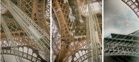 Internal metallic structure of Eiffel Tower in Paris - France.