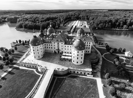 Moritzburg castle in Saxony - Aerial view.のeditorial素材