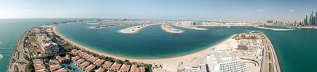 Dubai Palm Jumeirah Island, aerial panoramic view - UAE.のeditorial素材