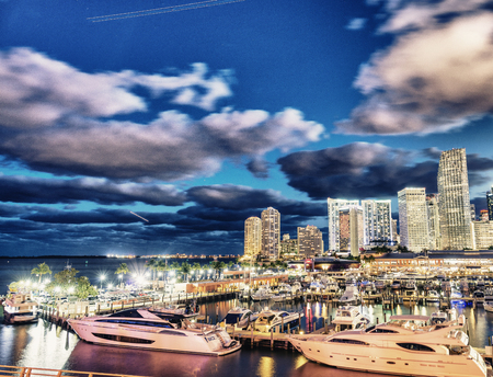 MIAMI, FL - JANUARY 2016: Downtown skyline at sunset. Miami is a major destination in Florida.のeditorial素材