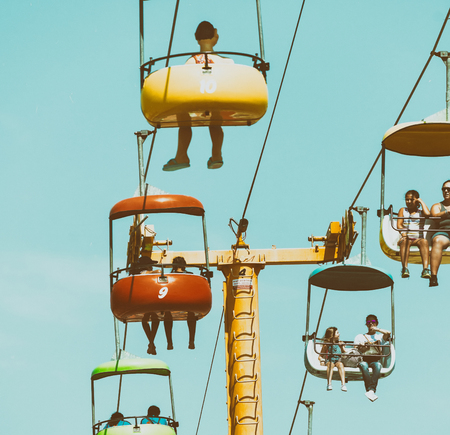 SANTA CRUZ, CA - AUGUST 4, 2017: Amusement park on the beach. This is a famous tourist attraction in California.のeditorial素材