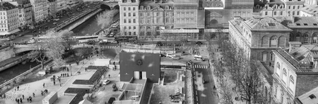 Aerial view of Paris skyline on a cloudy day - France.の写真素材