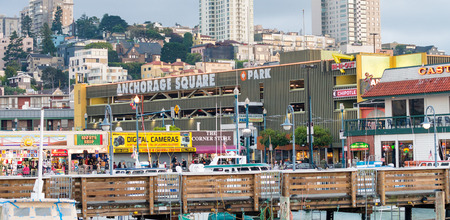 SAN FRANCISCO - AUGUST 6, 2017: Beautiful view of Fishermen Wharf port. The city attracts 20 million people annually.のeditorial素材
