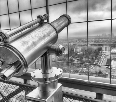 Telescope on Paris skyline, France.の写真素材