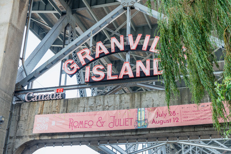 VANCOUVER, CANADA - AUGUST 10, 2017: Granville Market sign. The market is a famous tourist attraction.のeditorial素材