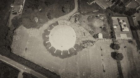 Aerial view of circular sport game stadium.の写真素材