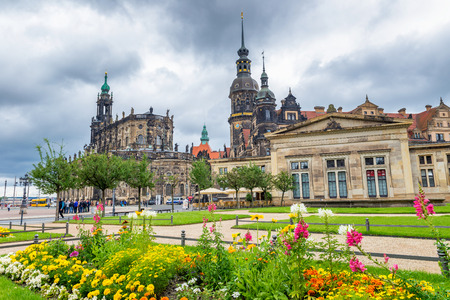 DRESDEN, GERMANY - JULY 15, 2016: Tourists visit Zwinger Palace. The location was formerly part of the Dresden fortress.のeditorial素材
