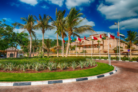 DUBAI, UAE - DECEMBER 9, 2016: Palm Jumeirah buildings on a beautiful sunny day. The city attracts 30 million tourists annually.のeditorial素材