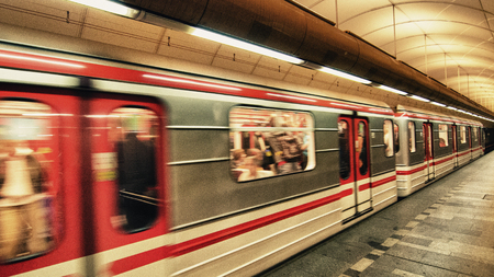 Typical subway underground station in Prague, Czech Republicのeditorial素材