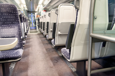 Empty train interior with seats