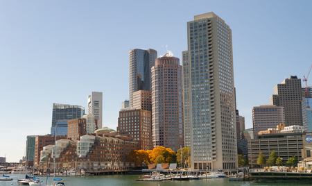 BOSTON, MA - OCTOBER 17, 2015: Beautiful aerial city view. Boston is visited by 15 million tourists every year.のeditorial素材
