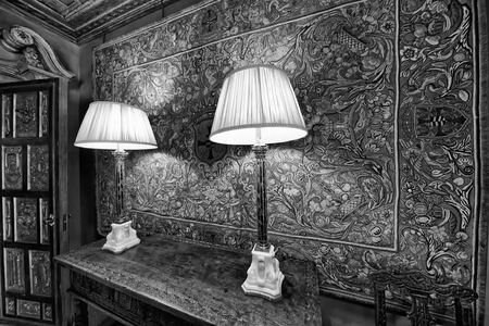 Bedside lights in a beautiful old studio.の写真素材