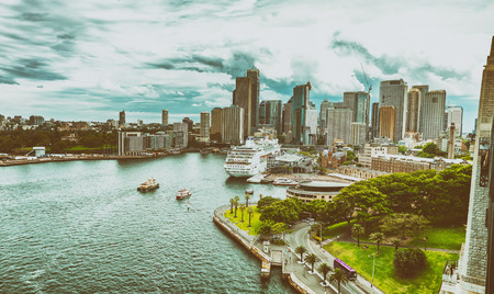 Beautiful view of Sydney Harbour on a cloudy day - Australia.のeditorial素材