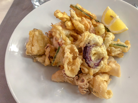 Fried Fishes with Tempura Vegetables.の写真素材