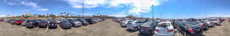 SANTA MONICA, CA - AUGUST 1, 2017: Panoramic view of city parking near the beach. The city is a major tourist destination.のeditorial素材