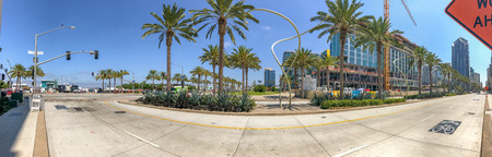 SAN DIEGO, CA - JULY 30, 2017: City skyline near Broadway Pier on a beautiful summer day. San Diego...
