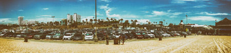 SANTA MONICA, CA - AUGUST 1, 2017: Panoramic view of city parking near the beach. The city is a major tourist destination.のeditorial素材