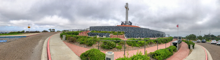 SAN DIEGO, CA - JULY 28, 2017: Panoramic view of Mt Soledad National Veterans Memorial. This is a famous tourist attraction.のeditorial素材