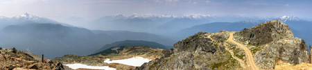 Beautiful panoramic view of Whistler Mountains in summer season.