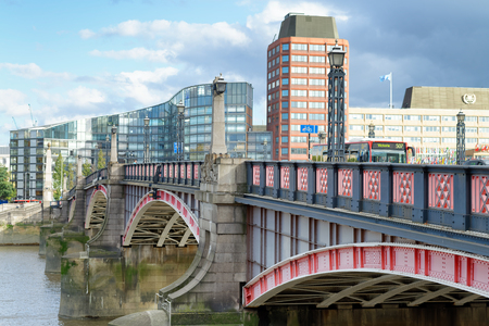 LONDON - SEPTEMBER 25, 2016: Traffic on Lambeth Bridge. The city attracts 30 million tourists annually.のeditorial素材