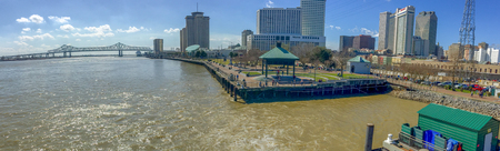 NEW ORLEANS, LA - FEBRUARY 8, 2016: Tourists enjoy city view on a beautiful winter day. New Orleans attarcts 20 million tourists every year.のeditorial素材