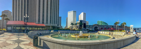 NEW ORLEANS, LA - FEBRUARY 8, 2016: Tourists enjoy city view on a beautiful winter day. New Orleans attarcts 20 million tourists every year.のeditorial素材