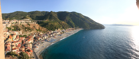 SCILLA, ITALY - JUNE 2017: Scilla panoramic skyline at sunset. It is a major destination in...