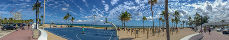 FORT LAUDERDALE, FL - FEBRUARY 29, 2016: Tourists and locals enjoy the promenade along the sea. Fort Lauderdale is a famous tourist attraction in Florida.のeditorial素材