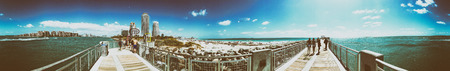 MIAMI BEACH, FL - MARCH 30, 2018: South Pointe Pier, panoramic view of Miami South Beach and...
