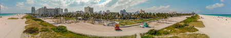 Panoramic aerial view of Miami Beach and Ocean Drive on a beautiful day.