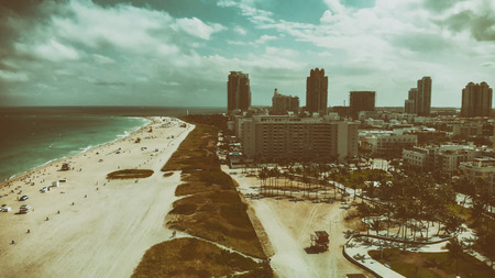 Miami Beach skyline aerial view from Ocean Drive.