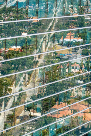 City reflections on skyscraper windows.の写真素材