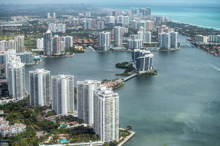 Aerial view of Miami Beach skyline.の写真素材