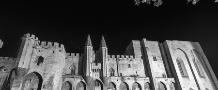 Popes Palace at night, Avignon, France.のeditorial素材