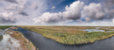 Aerial panoramic view of Everglades National Park, Florida.の写真素材