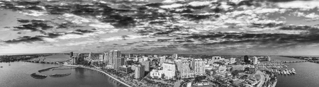 West Palm Beach from the air at dusk, Florida.の写真素材