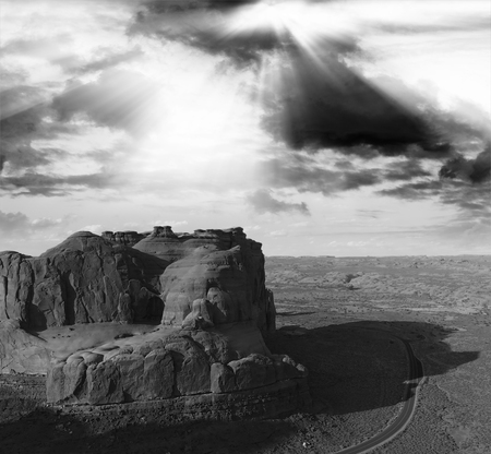 Arches National Park, Utah. Panoramic aerial view at sunset.の写真素材