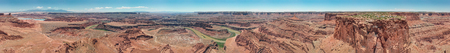 Dead Horse Point aerial view, Utah. Colorado river across mountains.