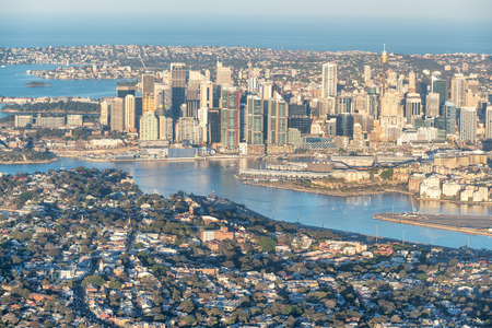 Aerial view of Sydney from the airplane, Australia.のeditorial素材