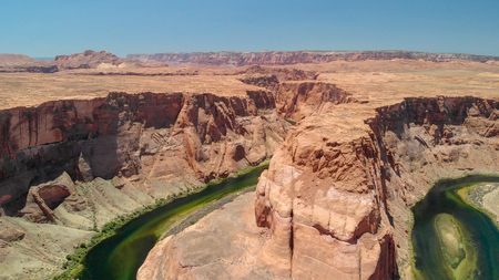 Aerial view of Horseshoe Bend gorge, Arizona.の写真素材